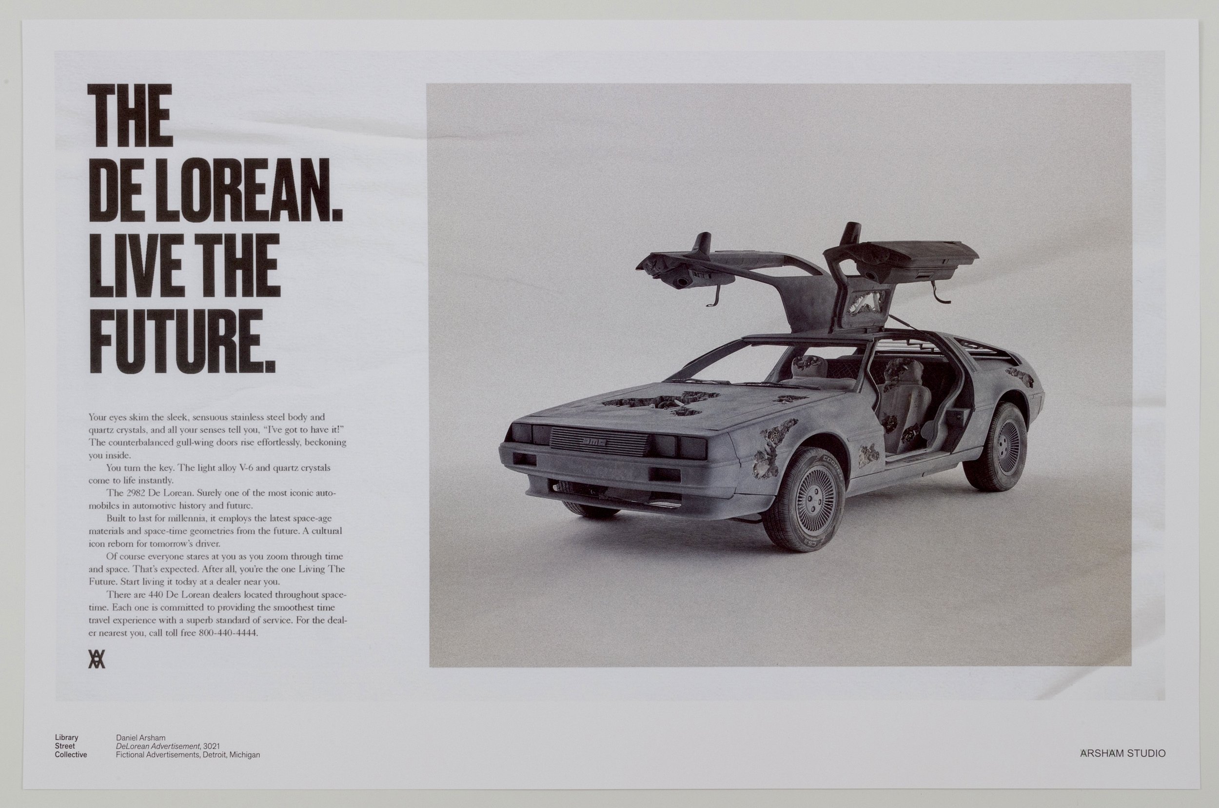 Daniel Arsham — Fictional Advertisement Poster - DeLorean (Individual) —  Louis Buhl Gallery / Detroit, MI